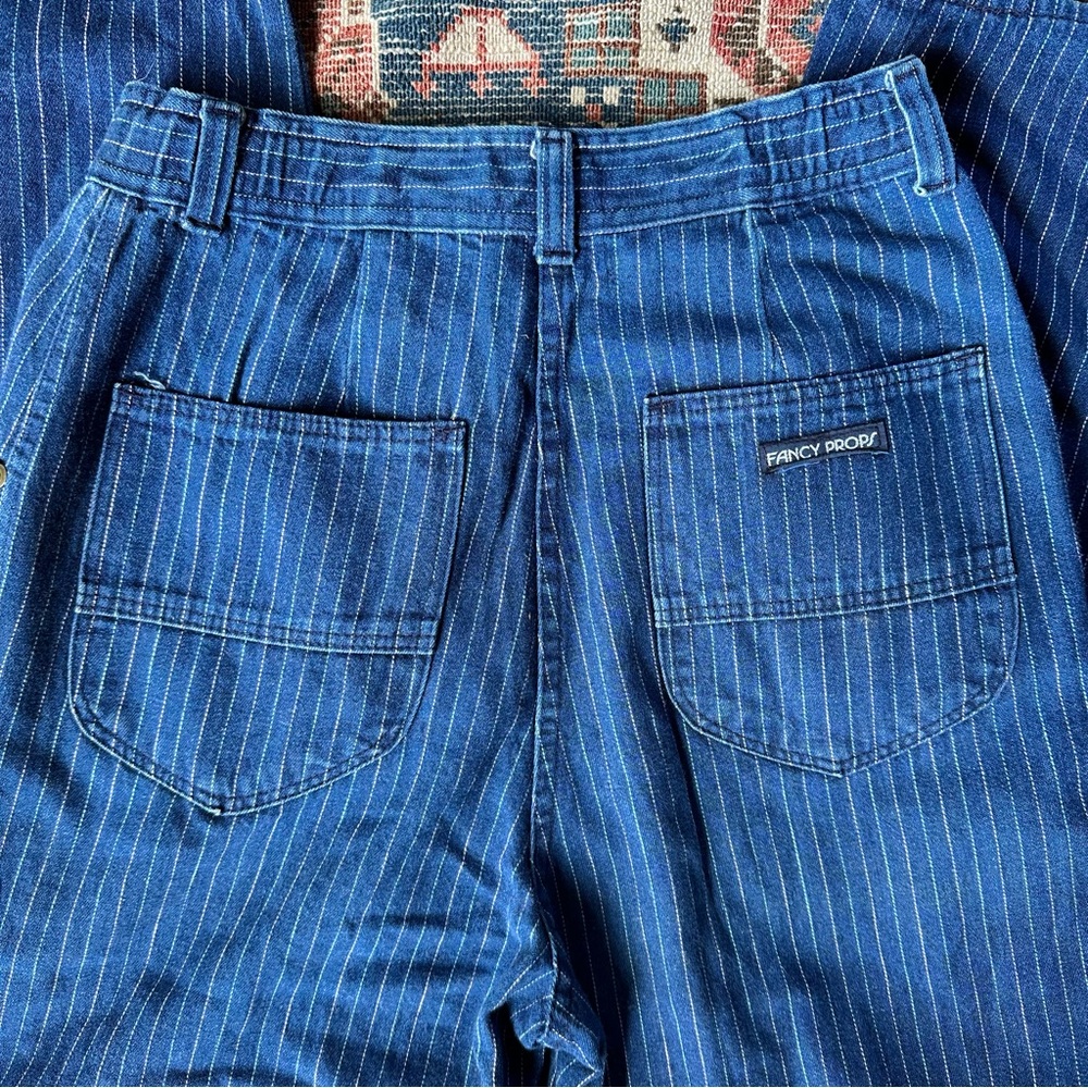 Fancy Props Blue Striped Denim Jeans Sz 26W 
Vintage 90s